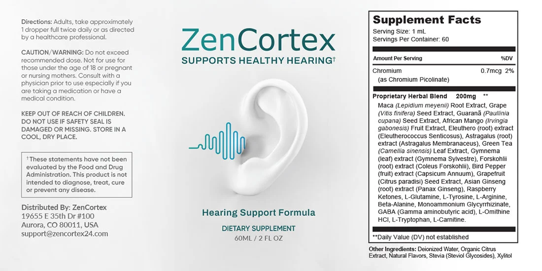 ZenCortex Ingredients - Grape Seed, Green Tea, Panax Ginseng, Maca and more